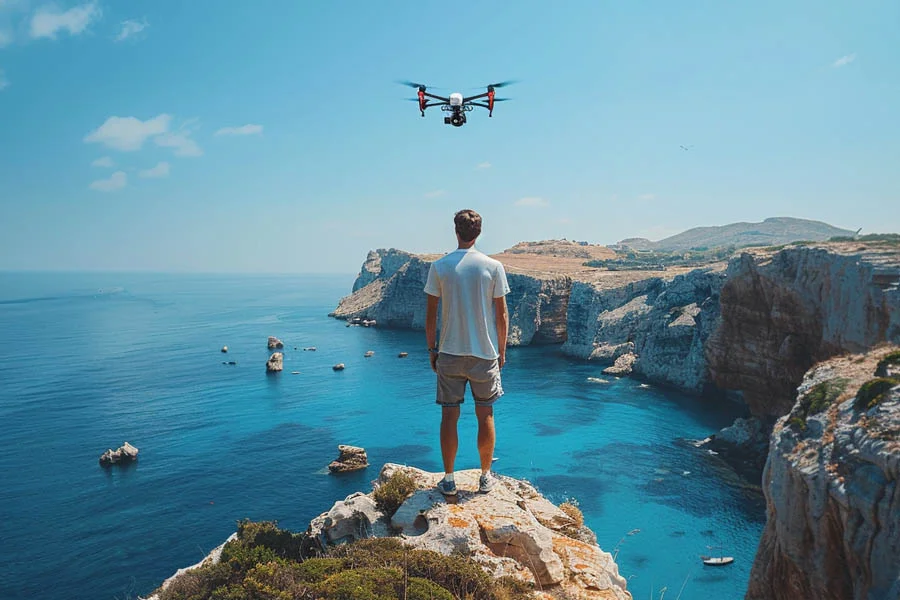 flying drone with a camera